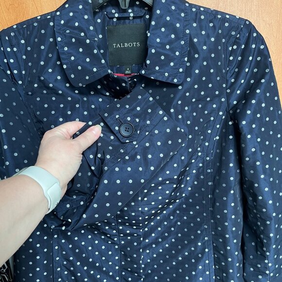 Talbots Navy Polka Dot Womens Coat Size 4 Career Preppy Classic Corpcore‎ Office - Picture 9 of 11